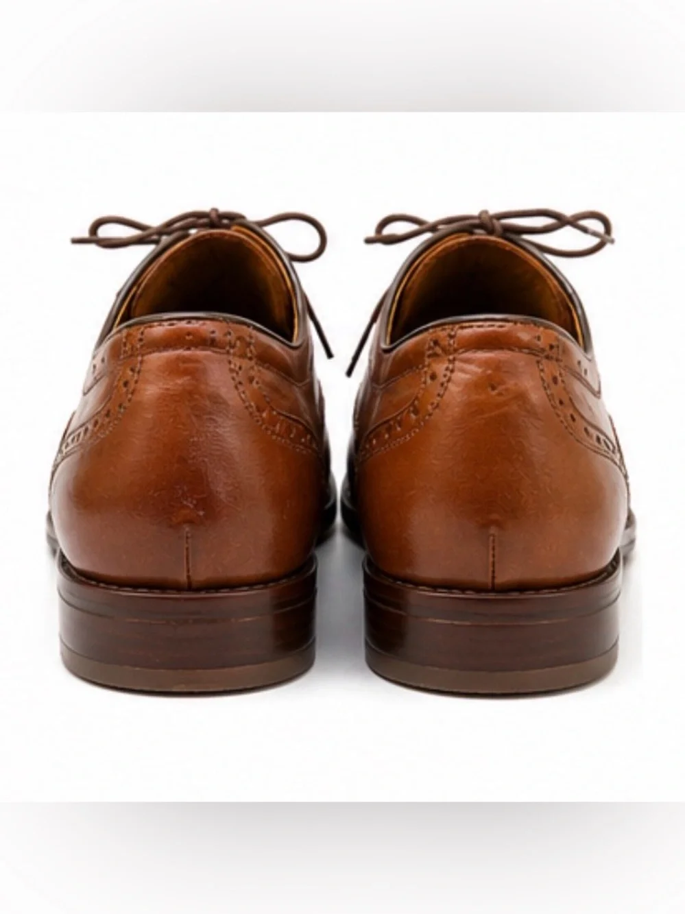 Johnston & Murphy Men’s 11M Sheepskin Dress Shoes Cognac Brown Made in Brazil